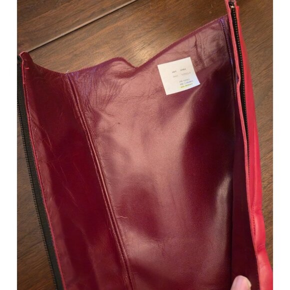 Hugo Boss NOS 1990s Red Leather Knee-High Boots Paula DM 37 Made in Italy - Picture 10 of 14